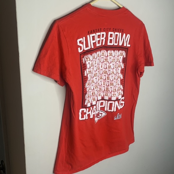 Kansas City Chiefs Super Bowl LIV Short Sleeved Tee Shirt Game Day KC Size M Red - Picture 9 of 10
